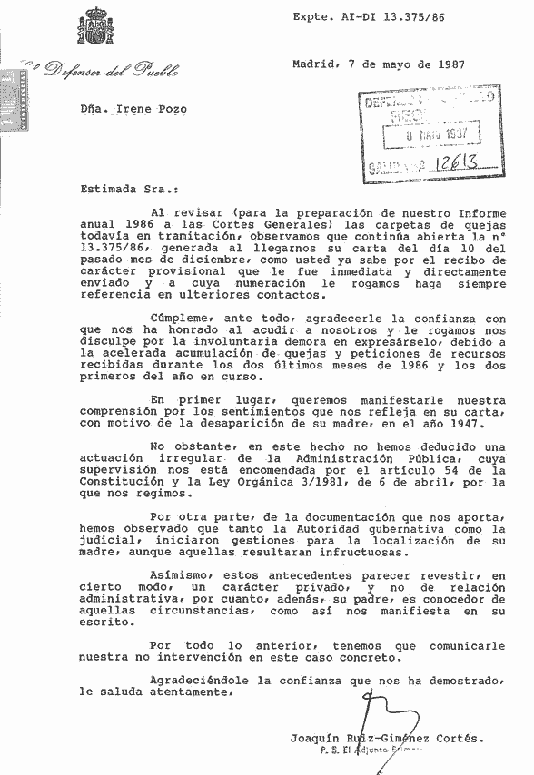 "Defensor del Pueblo... 1987